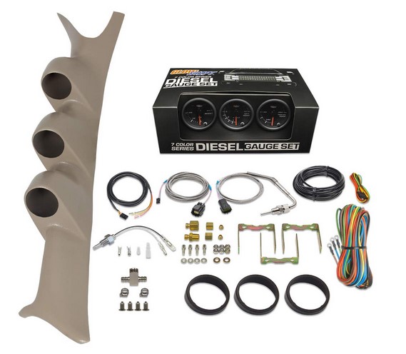 GlowShift Diesel Gauge Package Compatible with Ford Super Duty F-250 F-350 6.0L 7.3L Power Stroke 1999-2007